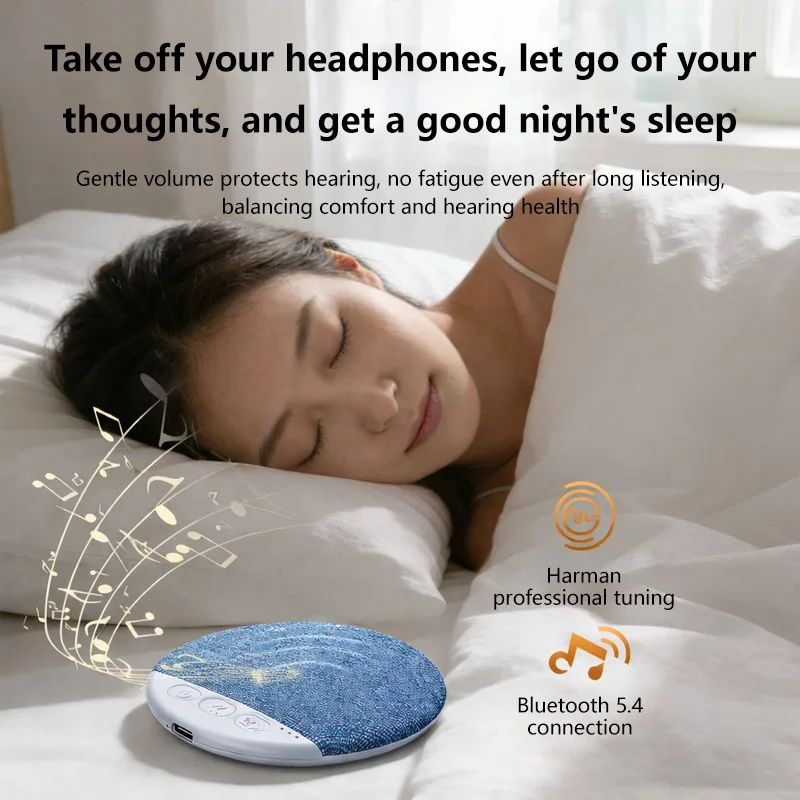 Compact Under-Pillow Bluetooth Speaker for Improved Sleep with Wireless HiFi Stereo Sound