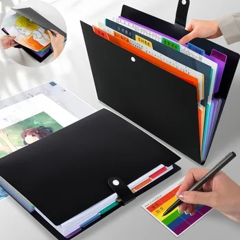 Cartella A4 multistrato a 7 griglie, borsa per file con classificazione dei colori, archiviazione carta per studenti, libro per la compilazione dei dati dell'ufficio, PP addensato