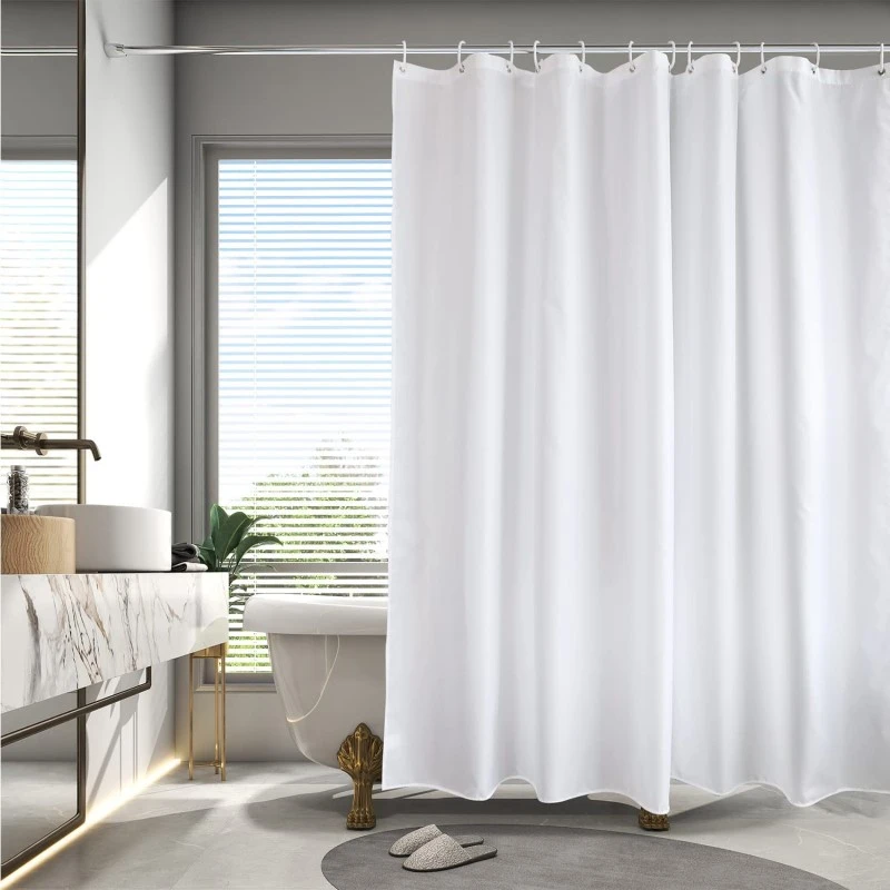 Cortinas de ducha blancas, impermeables, gruesas, baño, Color sólido, tela de poliéster, accesorios baño para el hogar|Cortinas de ducha| - AliExpress