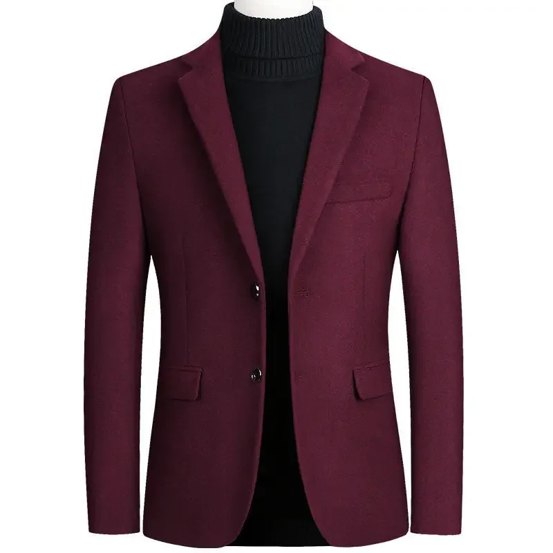 BROWON Brand Business Casual Wool Blazer Men 2024 Autumn and Winter New Solid Men Blazer Regular Fit Long Sleeve Blazers for Men 3
