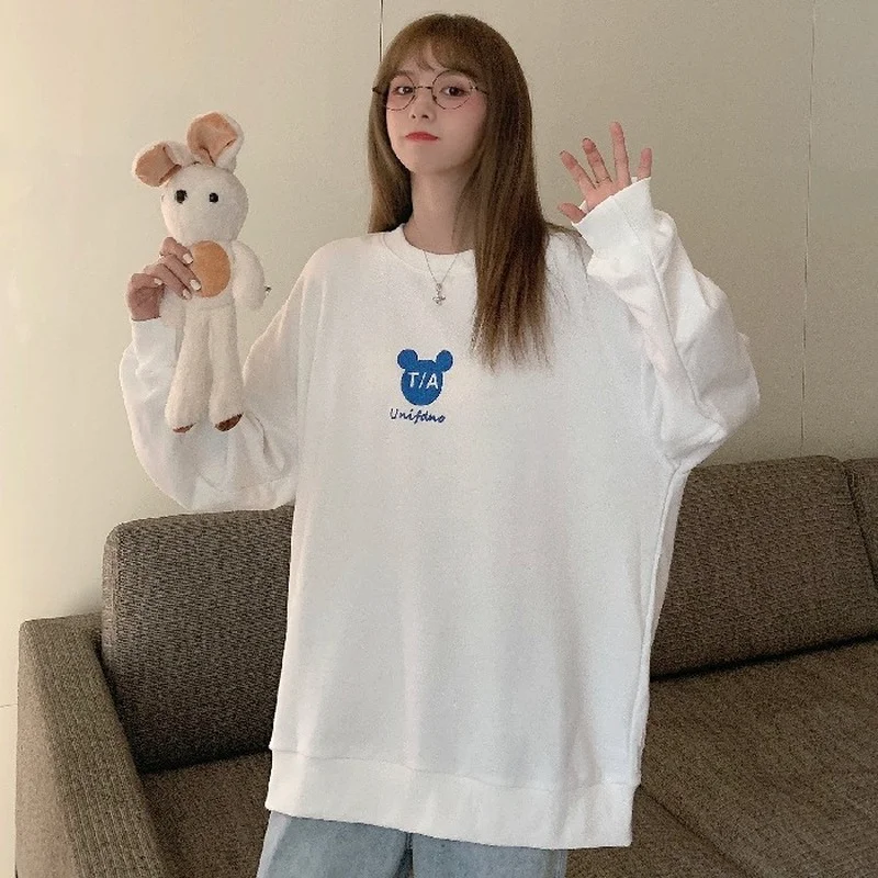 Women's Sweater Spring Autumn New Bear Harajuku Pullover Loose Sweatshirt Top
