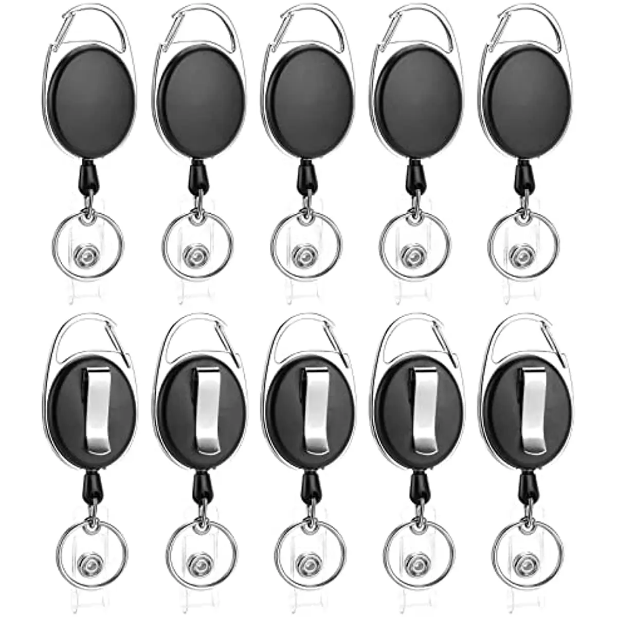 Retractable Badge Reel with Carabiner Belt Clip and Key Ring Retractable ID Badge Holders for ID Card Name Keychain