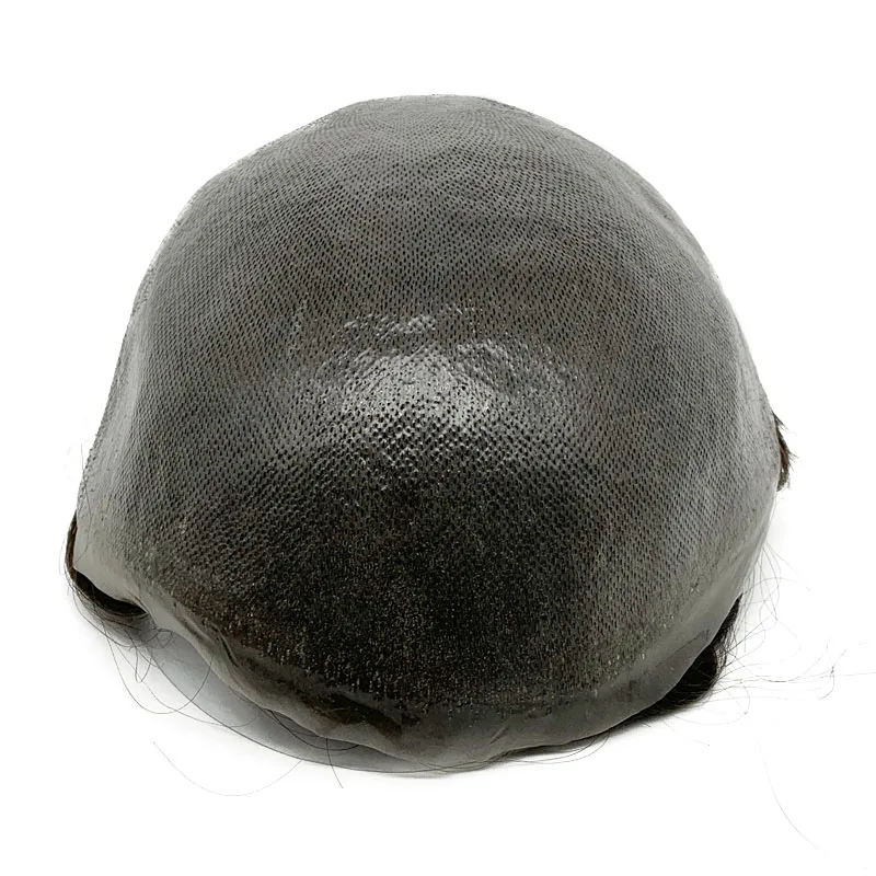 Toupee Natural Hairline Thin Skin Pu Base 100% Human Hair Replacement System