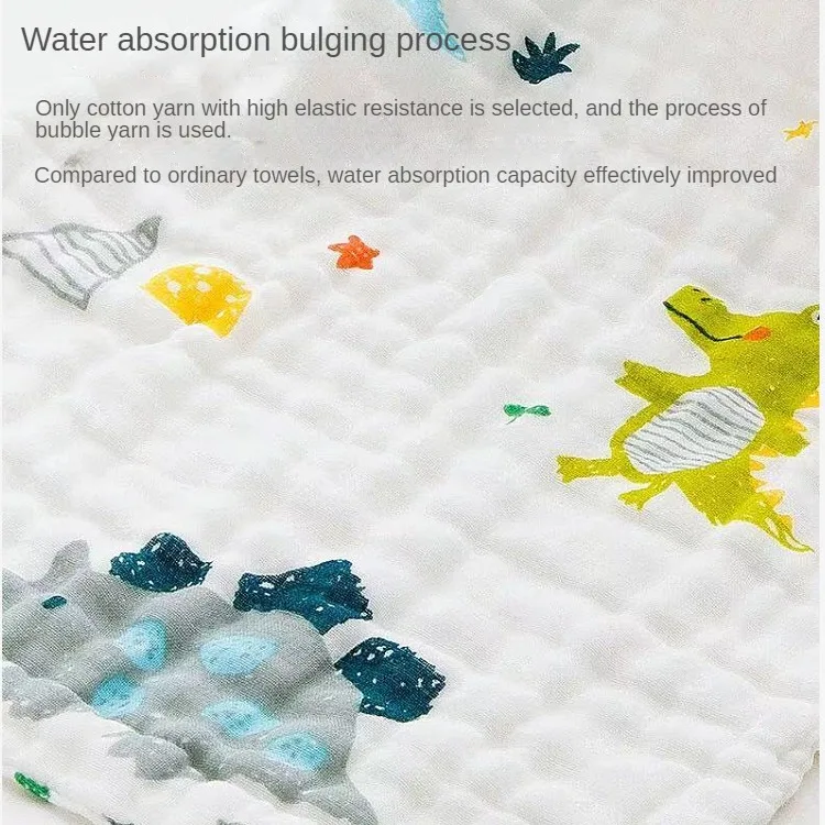 25 * 48cm Six-Layer Pure Cotton Small Tower Baby Gauze Face Cloth High Density Seersucker Children Towel Bath Towel Saliva