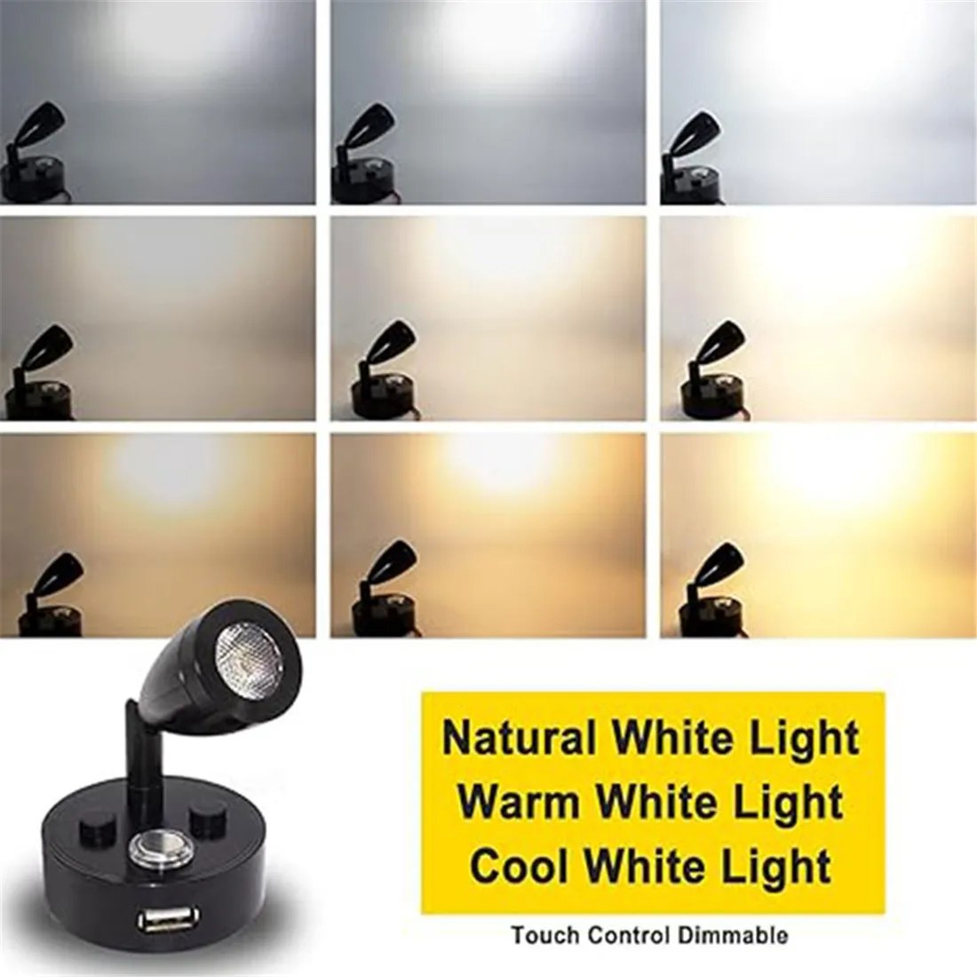 2pcs Pack RV Lights Interior Fixture 12V LED with USB Port RV Reading Light Dimmable Touch Bedside Light for Camper Trailer led light led reading light