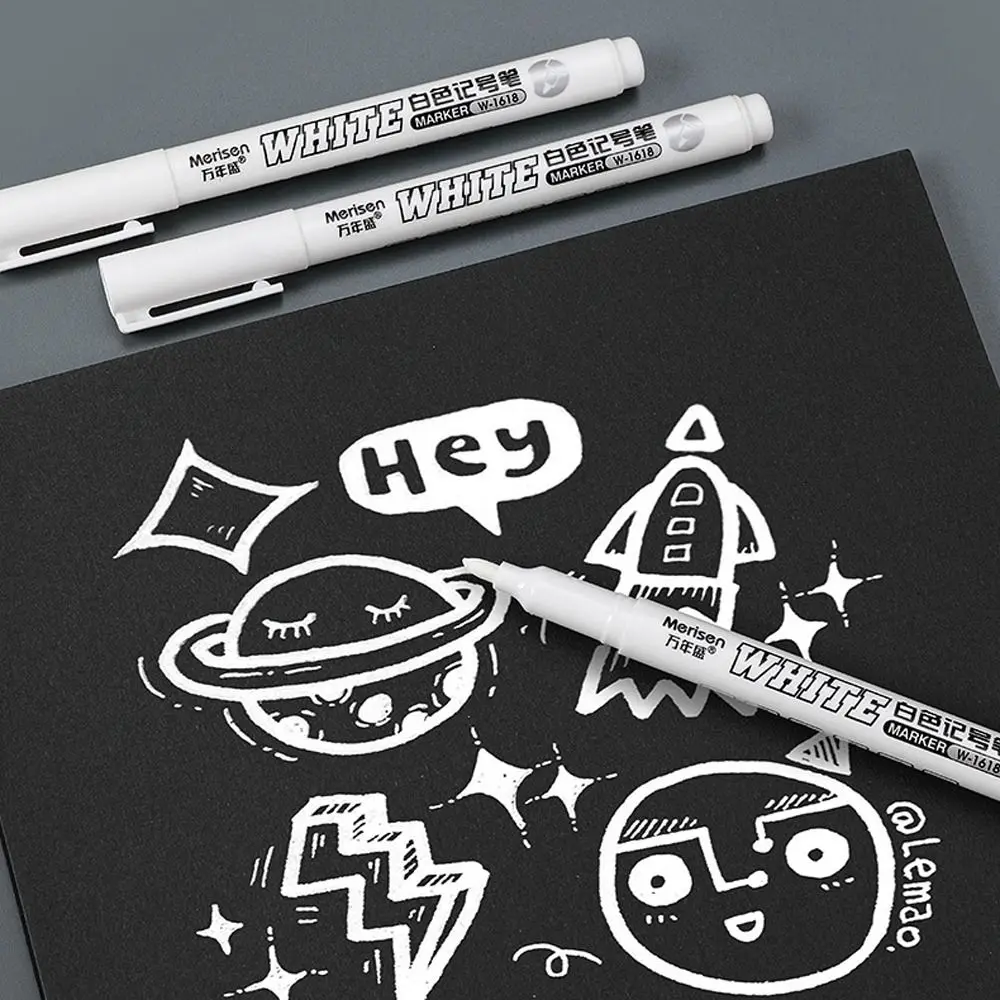 3pcs 방수 흰색 영구 페인트 펜 퇴색하기 쉽지 않음 빠른 건조 흰색 마커 펜 부드러운 쓰기 초대형 잉크 볼륨