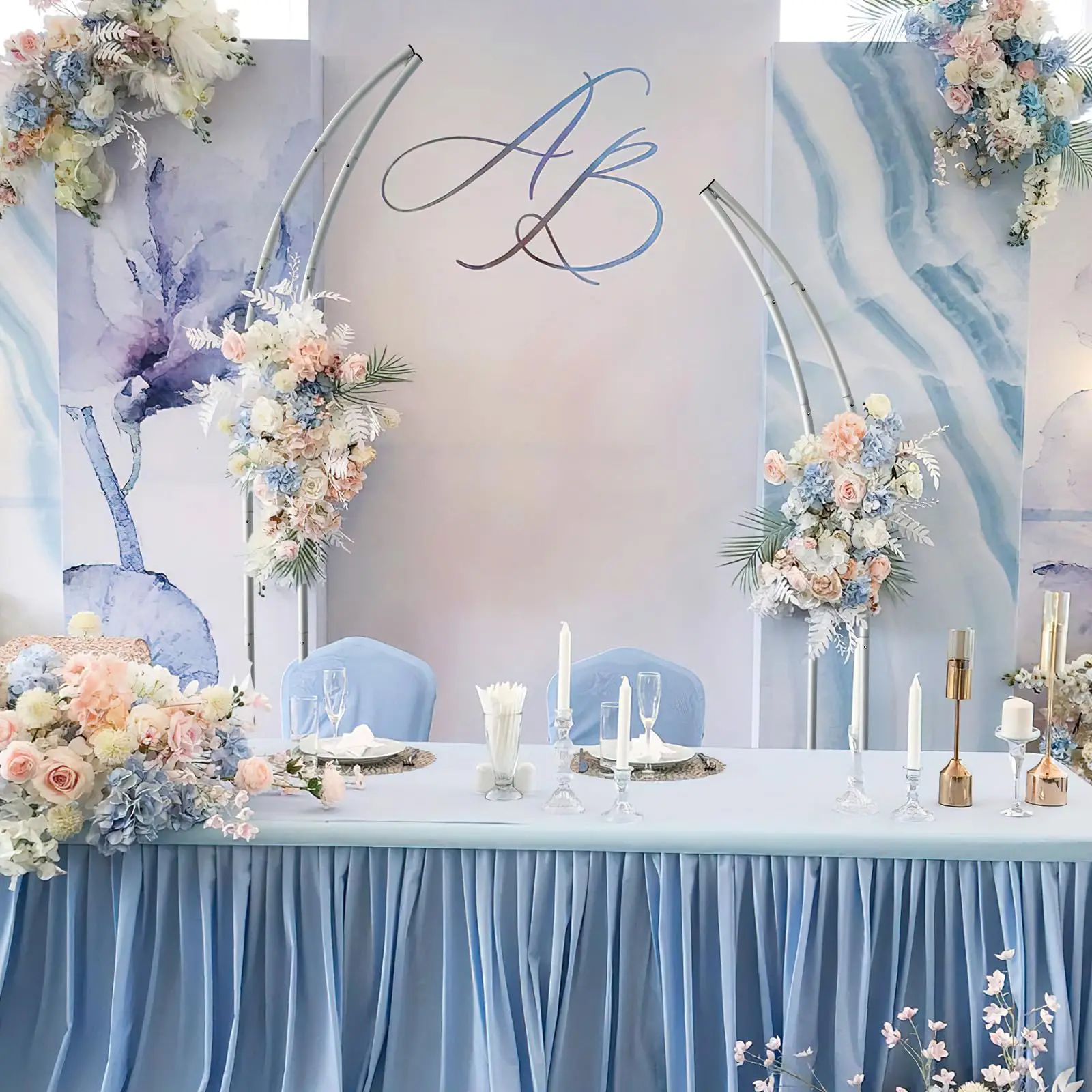 Half Arch Balloon Stand, Flower Stand Decoration, Curved Wedding Arch Backdrop Stand for Birthday Party, Bridal, 6ft and 7ft