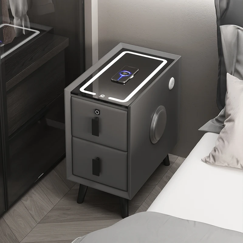 

Modern Smart Nightstands Bedroom Bed Side Drawer Luxury Black Nightstand Nordic Armoires De Chambre Home Furniture XF25XP