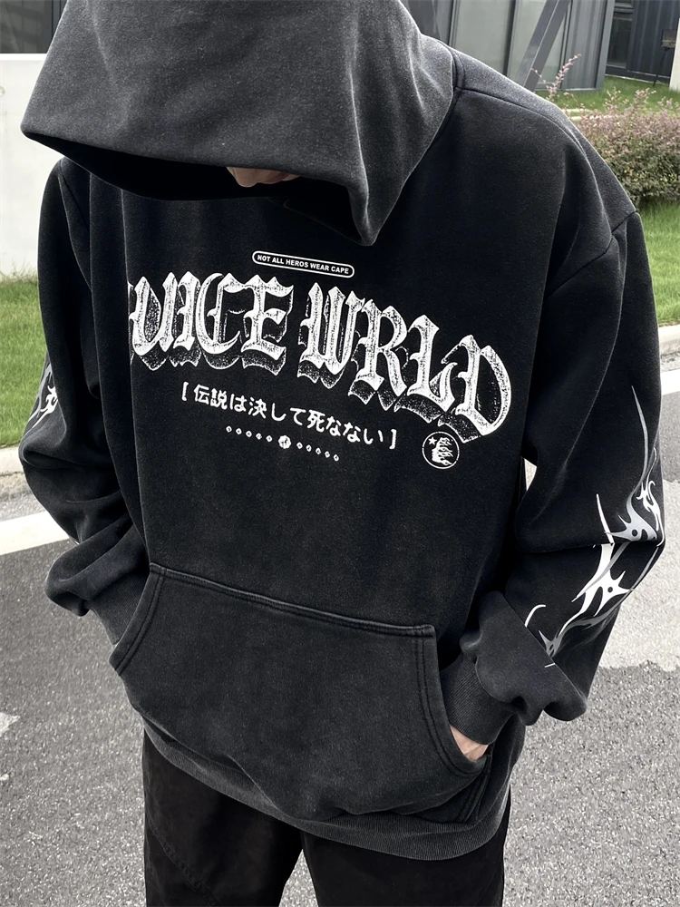 

HELLSTAR American High Street Trendy Sign Graffiti Hip Hop Style Men's and Women's Loose Hooded and Velvet Sweater
