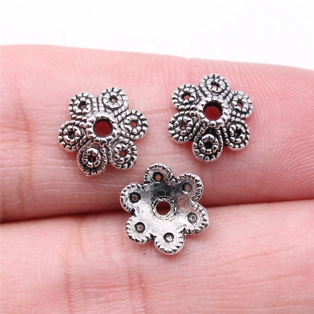 WYSIWYG 50개 참 장식품 10x4mm 비즈 캡 쥬얼리 제작용 DIY 쥬얼리 부자재 3가지 색상 합금 참 펜던트