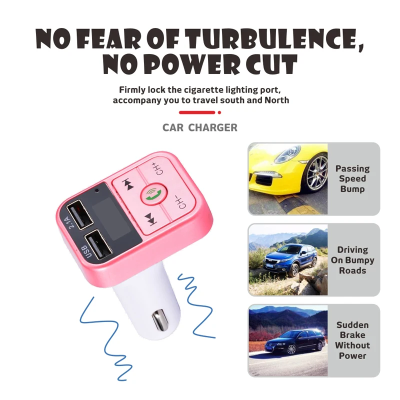 Portable Bluetooth Car MP3 Player Radio Modulator 5.3 FM Transimitter Dual USB Fast Charger Audio Receiver Handsfree Multicolour