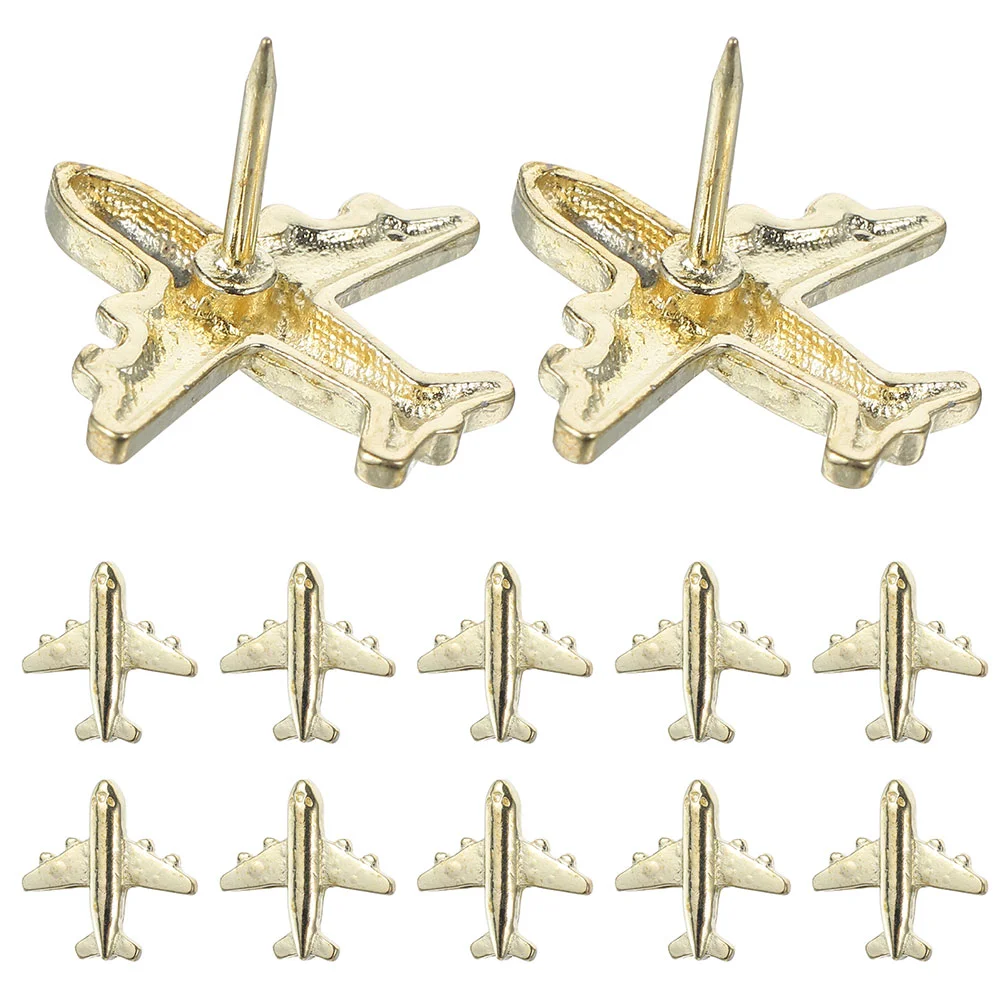 24 Pcs Three-dimensional Map Pin Thumbtack Airplane Metal Steel Needle Cute Push