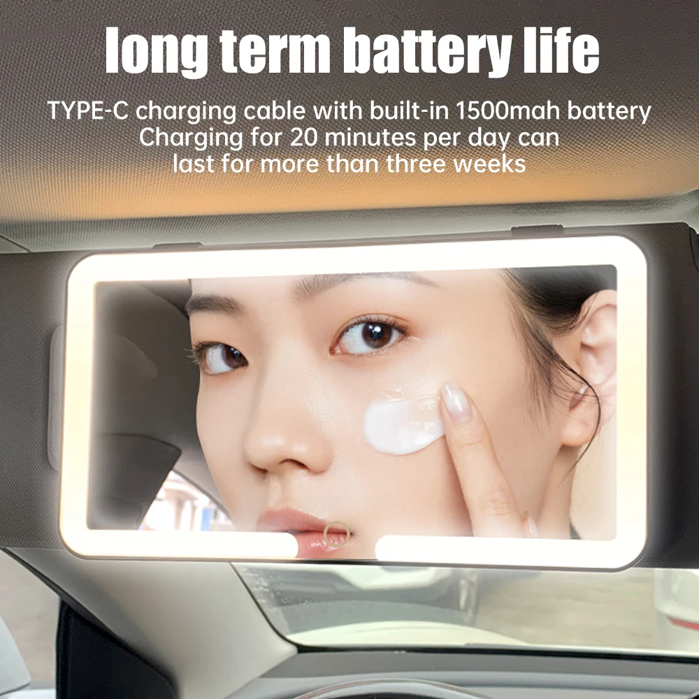 HD 미러 자동차 LEDMakeup 거울 3 기어 조정 썬 바이저 플레이트 인테리어 RearMirror 디밍이 가능한 터치 스크린 자동 화장대 거울