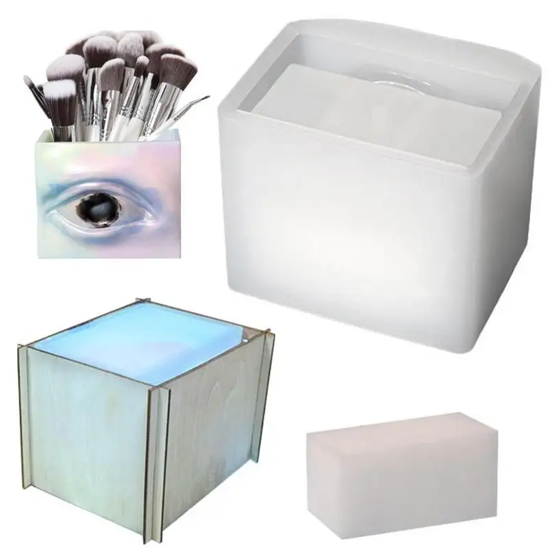 

Square Flower Pot Silicone Mold Eye Flowers Planter Pot Mold Small Sized Pen Brush Holder Mold For Epoxy Resin Concrete Plaster