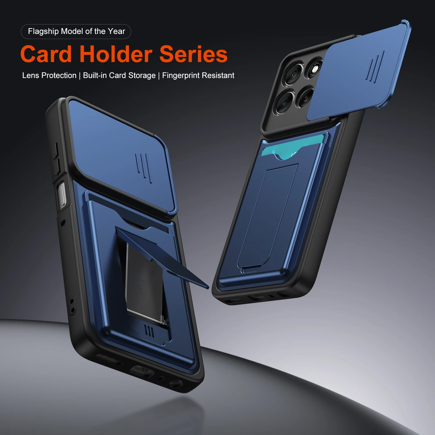 Lens Camera Card Holder Wallet Stand Phone Case Cover