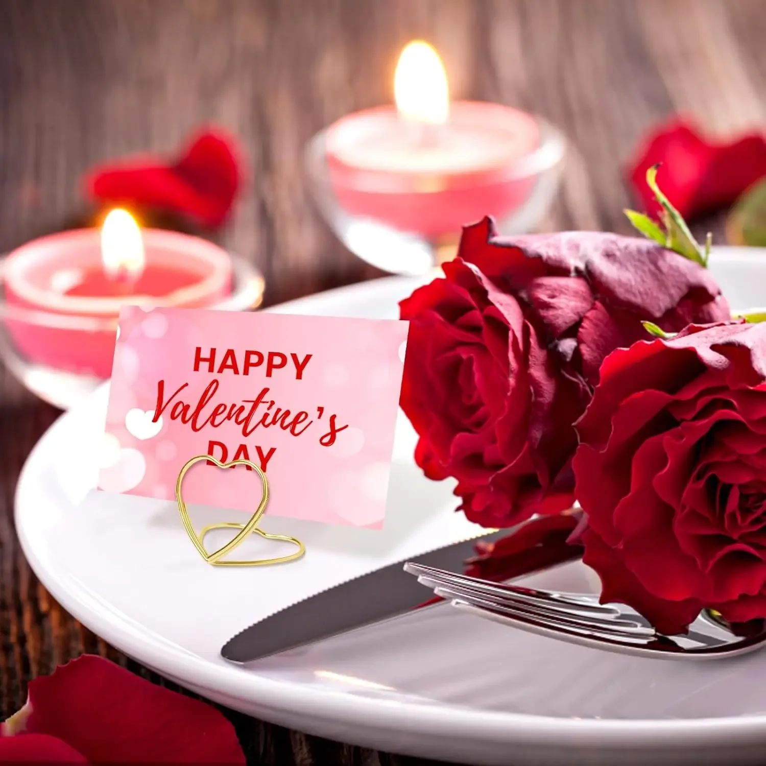 Double Heart Shape Metal Memo Holder Table Placecard Holder Photo Clip Card Stand Wedding Birthday Party HomeDecoration 20/10pcs