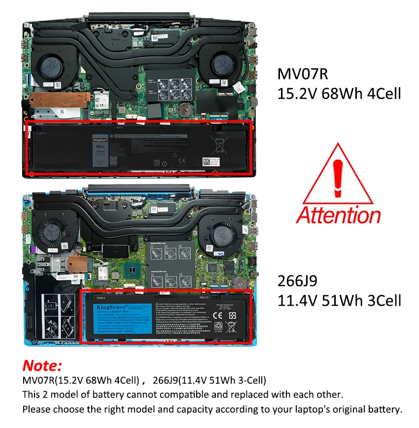 Bateria do Portátil Dell g3 15 3590 3790 3500 3700 g5 5500 5505 se Caderno Série 5000 266j9 72wgv W5w19 M4gwp Kingsener-mv07r - Imagem 2