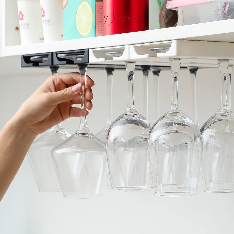 Kitchen Accessories Wall Mount Wine Glasses Holder Classification Hanging Glass Cup Rack Punch-free Cupboard Organizer image_1