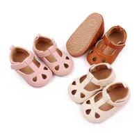 Cute Baby Girls Shoes Fashion Solid Infant PU Leather First Walkers Rubber Sole Anti-slip Toddler Crib Shoes