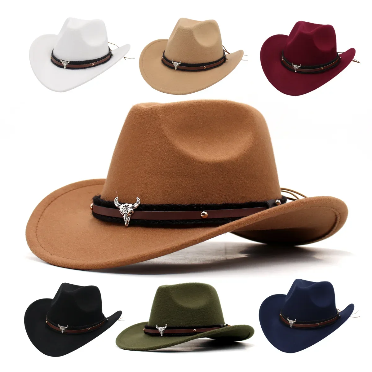 Western Black Cowboy Hat Jazz Knight Hats For Men Ethnic Style Felt ...