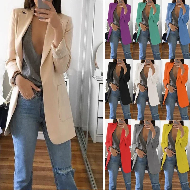 Polo Neck Slim Fit Cardigan for Women, European and American Fashion, Temperament Coat, Spring and Autumn, 2023 2023 autumn and winter european and american solid color polo collar long temperament commute zipper trench coat pu leather coat