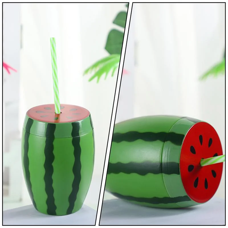 Watermelon Shaped Cup with Lid Straw Juice Cup Durable Drinking Cups Lovely Party Cup Water Bottle & Cup Accessories