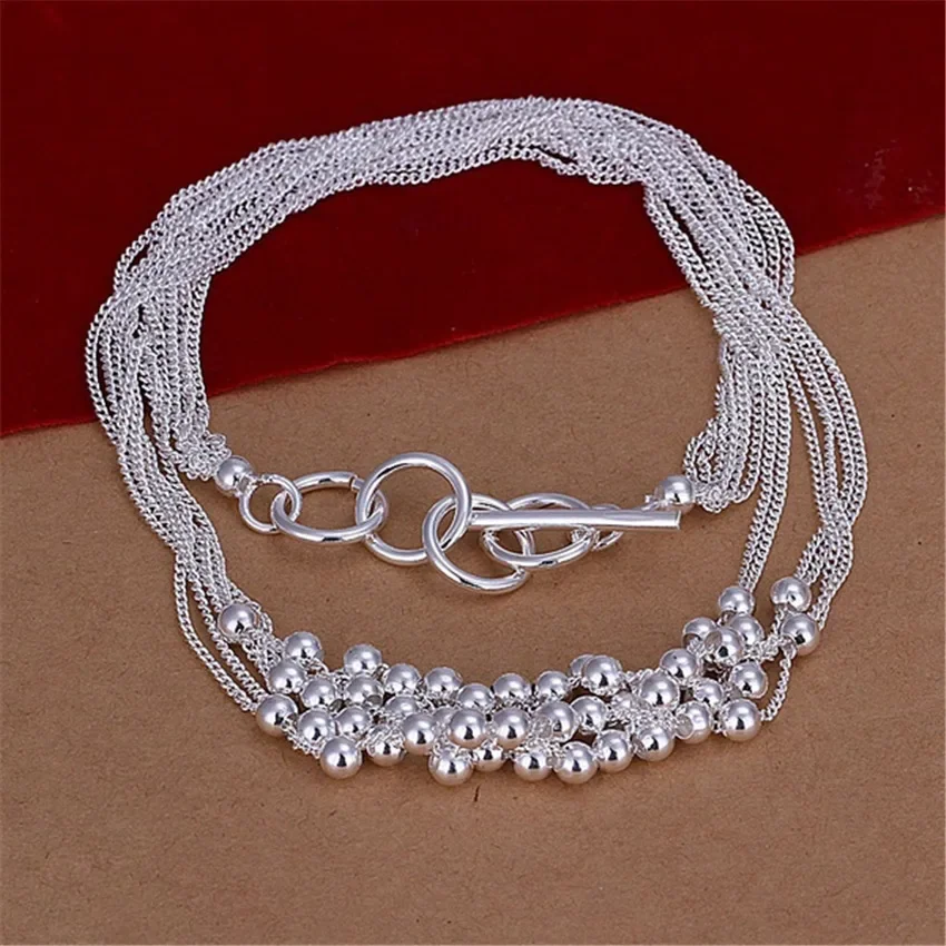 Silver Necklace Silver Necklace Charms JewelryTop 925 Sterling Silver Charm Necklace Fashion Beads Women