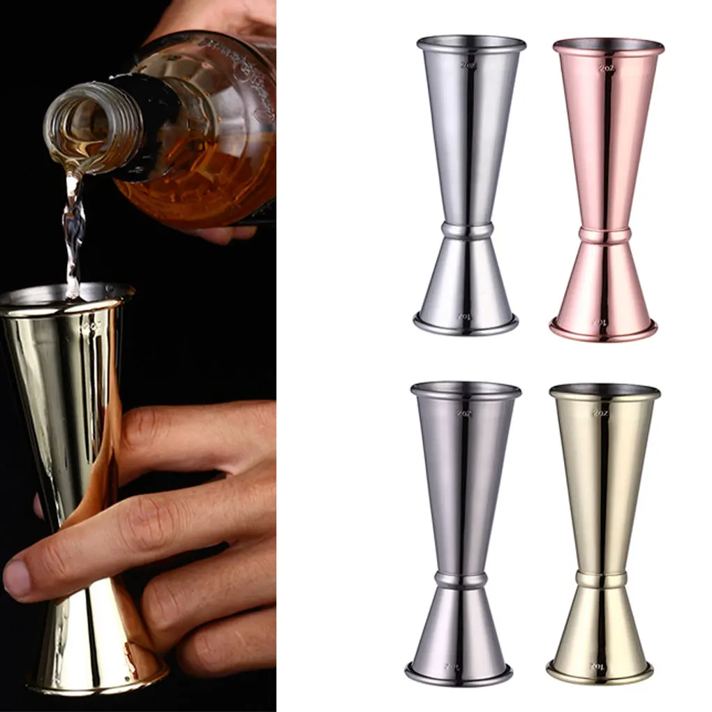 1 2 3 5 Stainless Steel Double Cocktail Head Shaker Measure Cup Jigger