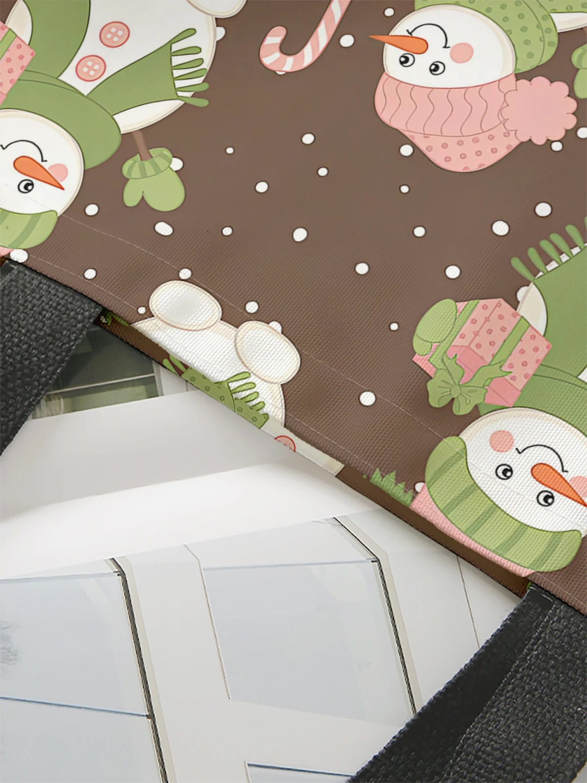 Christmas themed printed casual handbag, reusable fashionable backpack, multifunctional handbag, canvas shopping bag