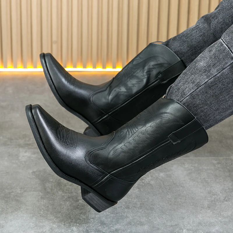 English Style Men's Chelsea Boots Pointed Tips Trendy Brown Work Boots High-end Banquet Dress Boots for Men‘s Free Delivery