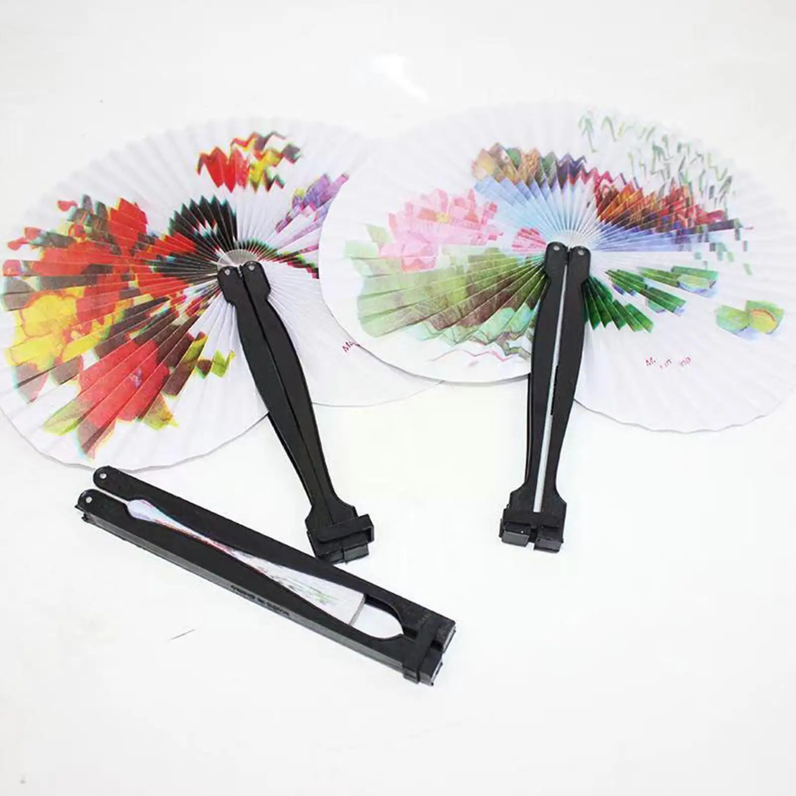 Foldable Paper Fan Retro Windmill Small Round Paper Color Decor Fan Style Party Hand Gift 1pc Random Printed M6V2