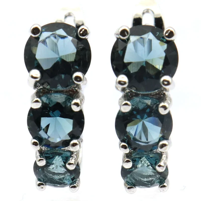4g Customized 925 SOLID STERLING SILVER Earrings Fantastic London Blue Purple Rhodolite Violet Tanzanite Tsavorite Garnet CZ Wom
