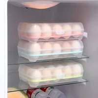 15 Grid Automatic Egg Storage Box Tray with Lid Drawer Egg Carton PP Cases Refrigerator Cases Compartment Storage Rack Support 2