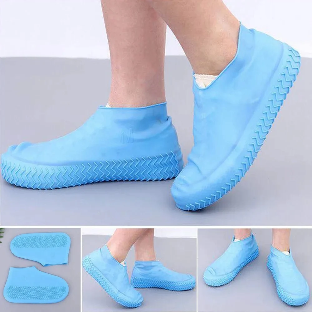 Description Picture 5 of item1Pair Reusable Waterproof Rain Shoes Covers Silicone Outdoor Rain Boots Overshoes Walking Shoes Accessories Reusable Shoes Cover