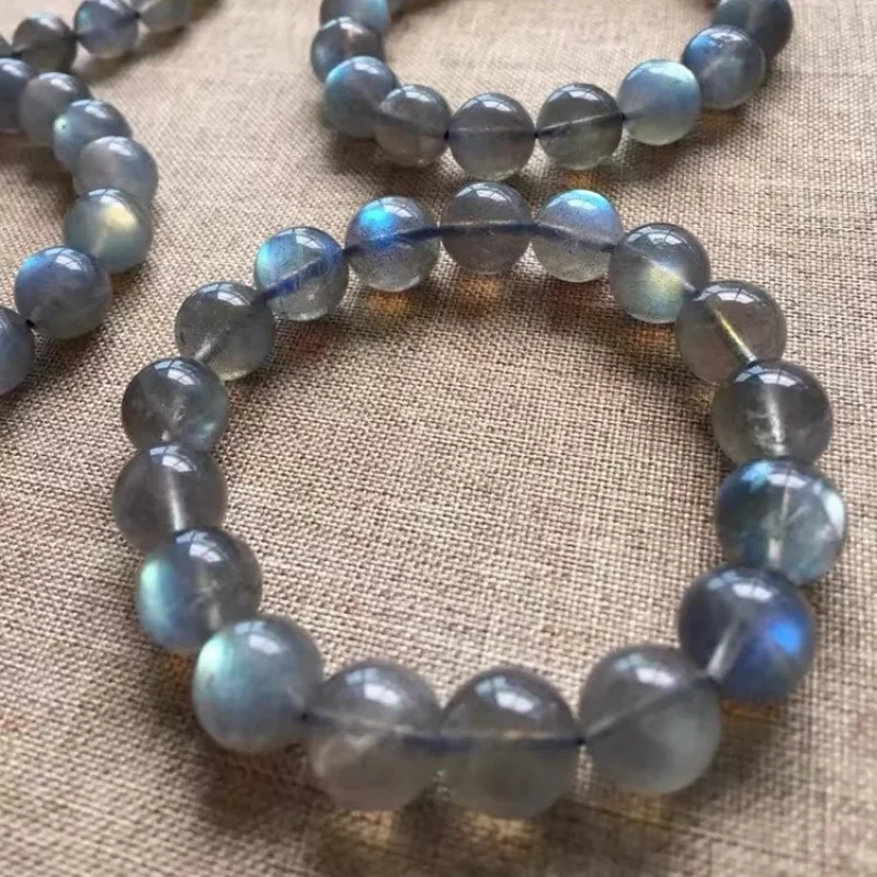 

Натуральный серый лунный камень, браслет из Лабрадорита, Женский кристаллический орнамент, Привлекательный мужской, голубой, один круг, подарок