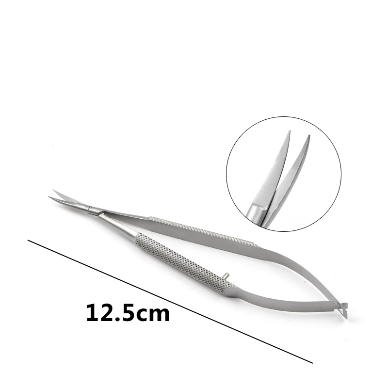 12.5cm Ophthalmic Surgery scissors Flat handle eye Micro scissors stainless steel/ Titanium ophthalmic scissors