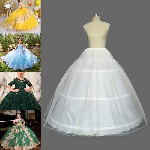White Petticoats for Children Ball Gown Wedding Flower Girl Dress 2/3 Hoops Crinoline Puffy Kids Slip High Quality Underskirt - Image 3