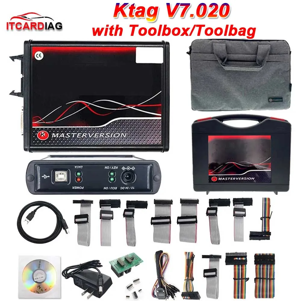 Ktag V7.020 Ecu Programmer Ecu Chip Tunning Tool Con Toolbox/Toolbag Master Version Con Token Illimitato Ecu Cover Open Tool