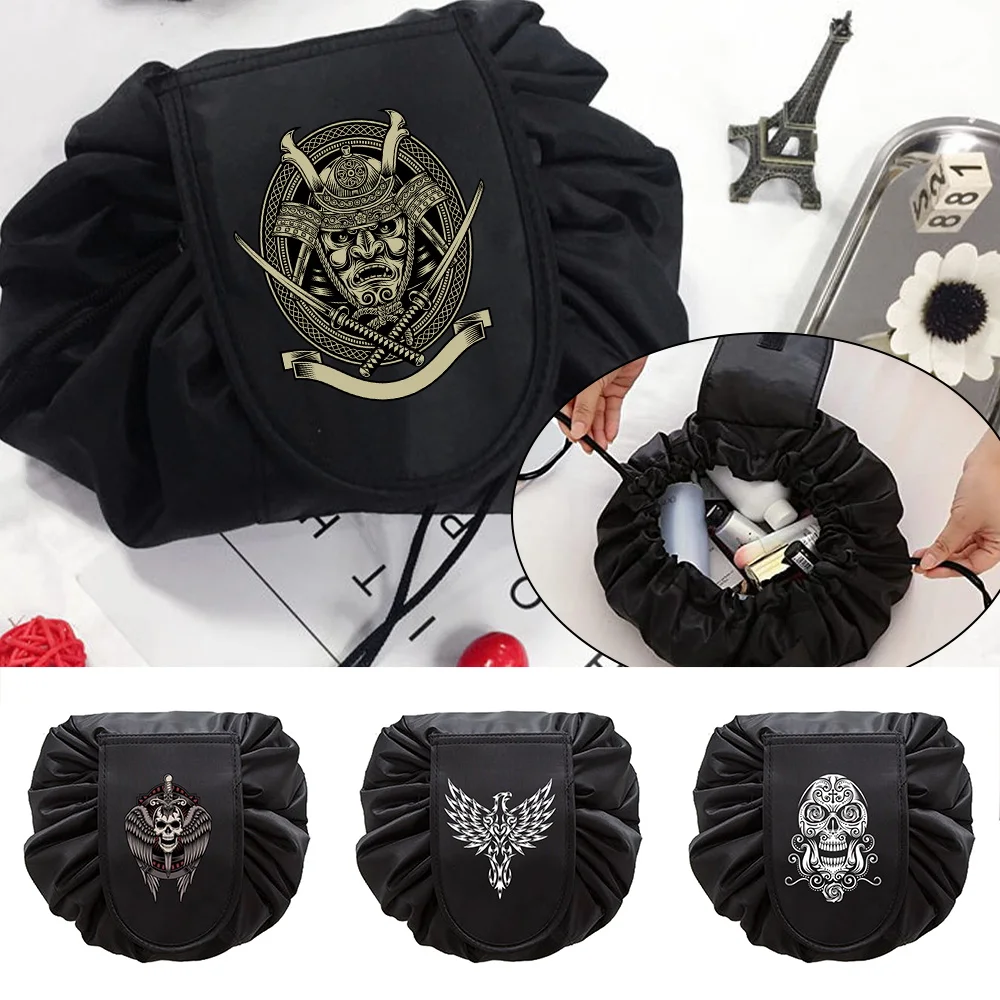 

Skull Print Magic Cosmetic Pouch Bag Travel Portable Drawstring Makeup Organizer Large Capacity Makeup Bag Magic Travel Cosmetic