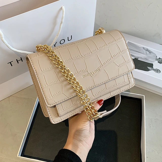 Fashion Striped Small Square Bags Luxury Solid Chains Handbag Simple Women  Flap Bags Designer Crossbody Shoulder Bag Bolso Mujer - Shoulder Bags -  AliExpress