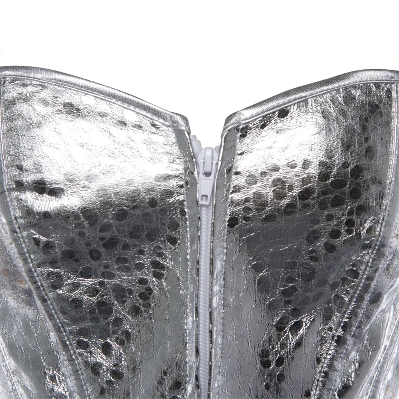 Sapubonva corset bustier top women vintage style gold silver overbust corset leather nightclub sexy korsett lingerie strapless corset bustier top