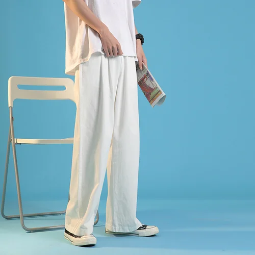 남성용 단색 하이 스트리트웨어 바지, 루즈한 스트레이트 와이드 레그 팬츠, 일본 2022 조깅 바지, 캐주얼 몰톰 남성 바지, 가을 3