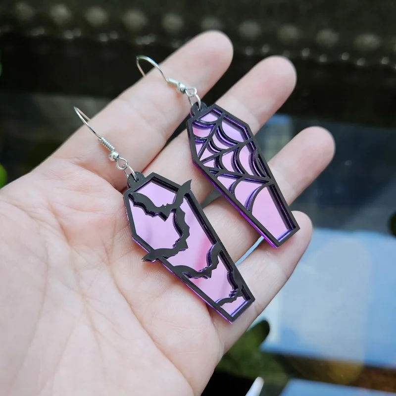 Halloween Bat & Spider Web Earrings – Dangle Earrings For Women, Gothic Vampire Accessories - View #5