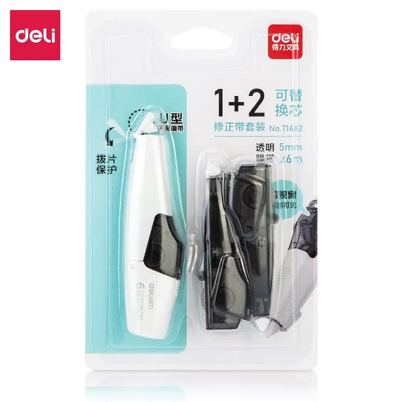 Correction Tape Deli Push Type Correction Tape Replaceable Core Correction Modification Female High Beauty Altered Student Stationery Supplies