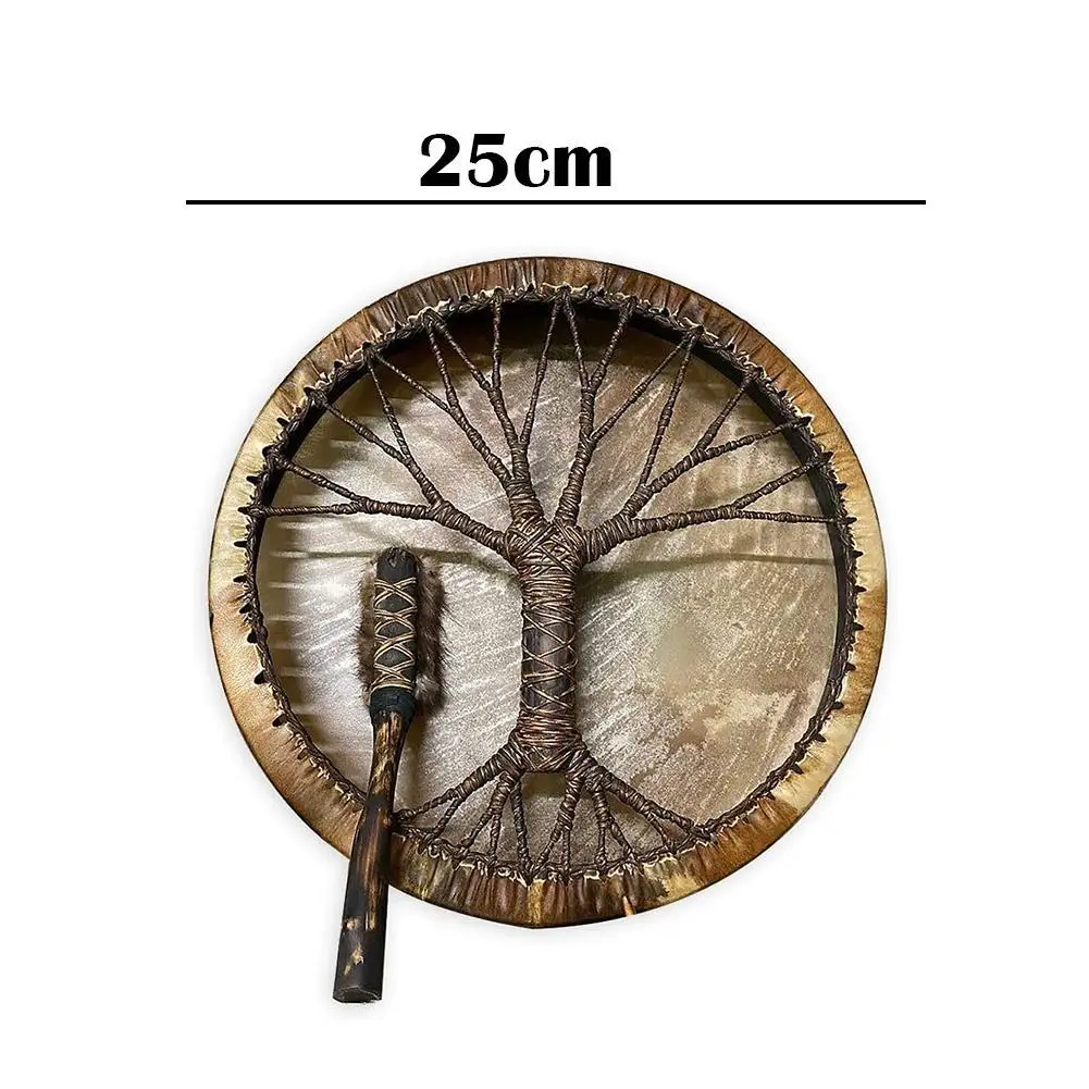 Shaman Drum, Tree Of Life Decoration Design, Handmade Shamanic Drum, Symbol Of The Siberian Drum Spirit Music,Leather + Wood