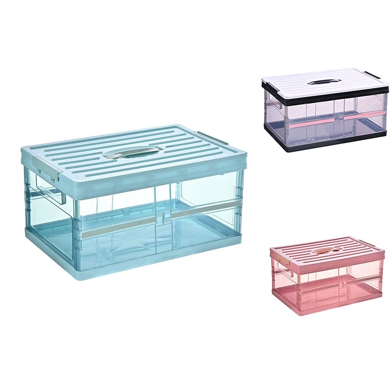 

New Transparent Collapsible Storage Box,Storage Box For Household Use,Multifunctional Storage Box With Lid, Book Box