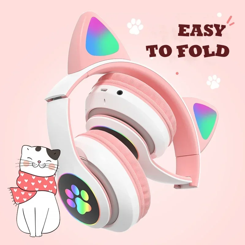 MyGiftHome Flash Lamp Cat Ear Headphones for Kids