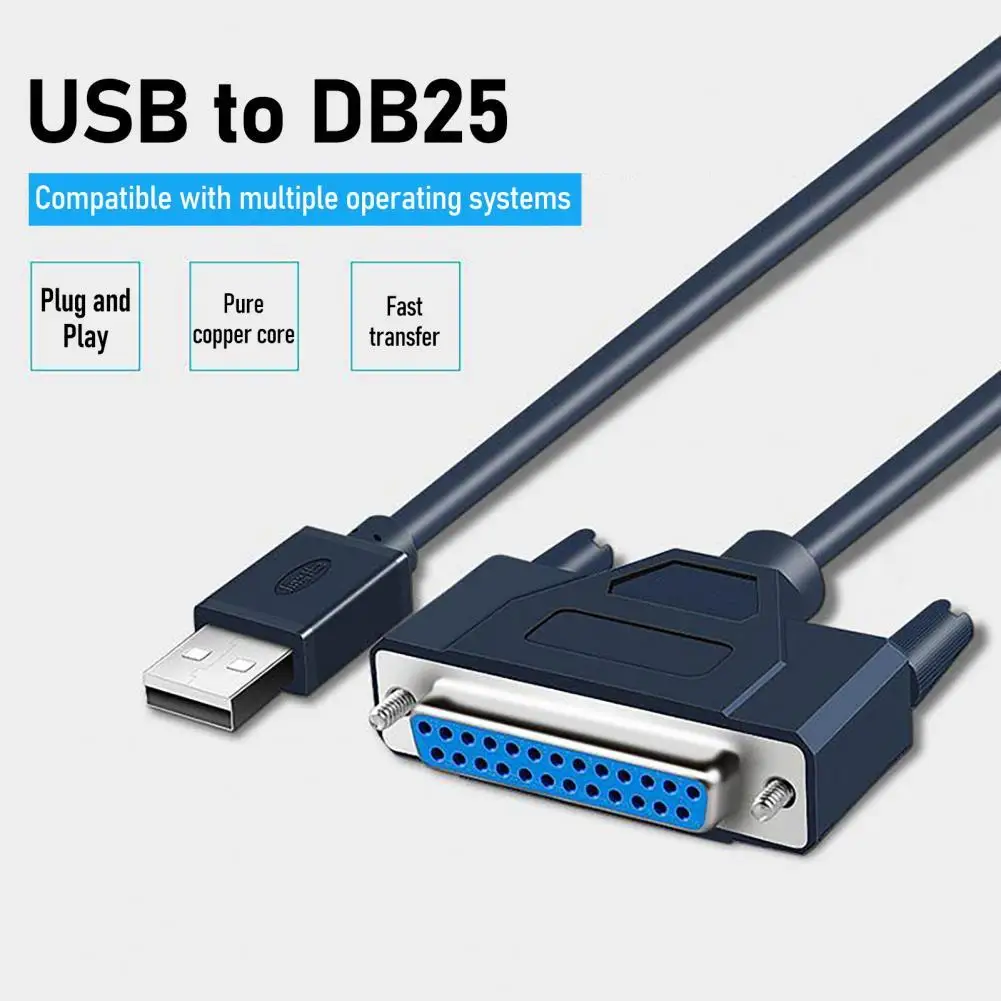 

1.2m Printer Cable High Speed 1.2m USB to 25 Pin DB25 Parallel Port Printer Adapter Cable Printer Connector Wire for PC Laptop