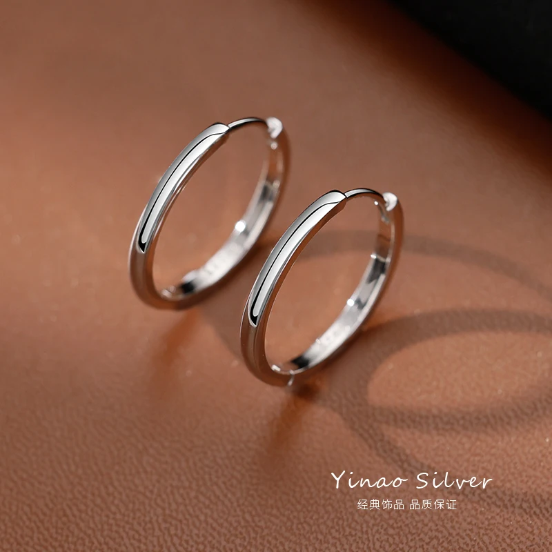 925 Sterling Silver Circle Earring Female 2023 New Explosive Niche Design Advanced Sense Element Circle Ear Buckle Ear Studs