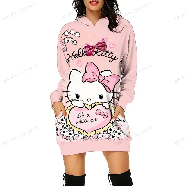 thumbnail image 1 of Sudadera con capucha de diseño original de HELLO KITTY con estampado de anime, sudadera ajustada con dibujos animados, sudadera versátil, sudadera con capucha de moda, vestido para mujer y2k, 1 of 5